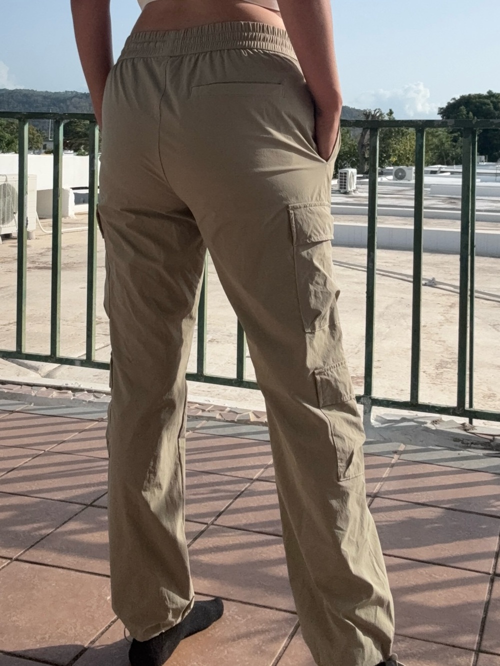 Khaki Drawstring Cargo Pants - Picture 3 of 6